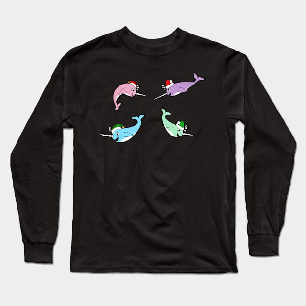 christmas narwhals Long Sleeve T-Shirt by B0red